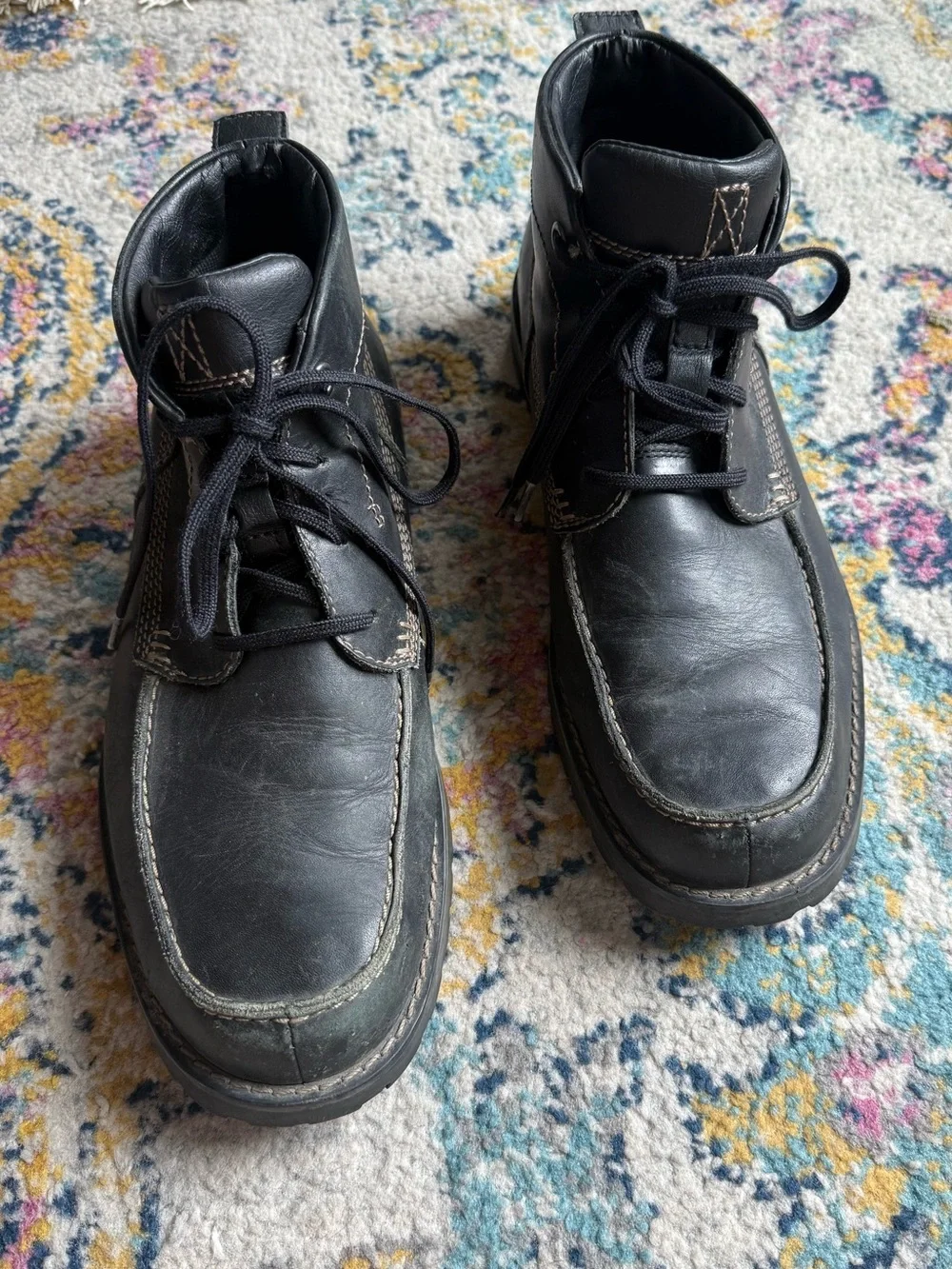 Timberland Black Leather Lace-Up Work Boots
